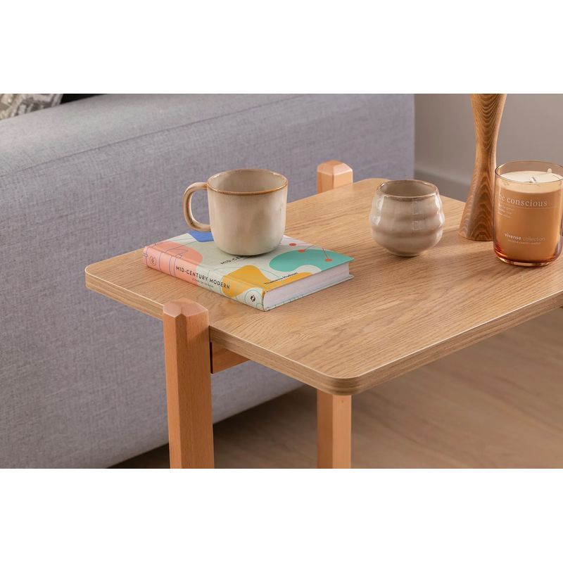 Casa si Gradina - Mobilier - Mese si birouri - Mese living - Masuta laterala, Hanah Home, panou aglomerat cu melamina, natural, 46x40x50 cm - Infinity.ro