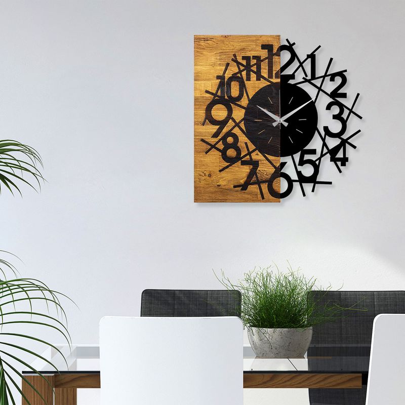 Casa si Gradina - Decoratiuni - Ceasuri - Ceas de perete decorativ, Wallxpert, lemn, nuc si negru, 59x3x58 cm - Infinity.ro