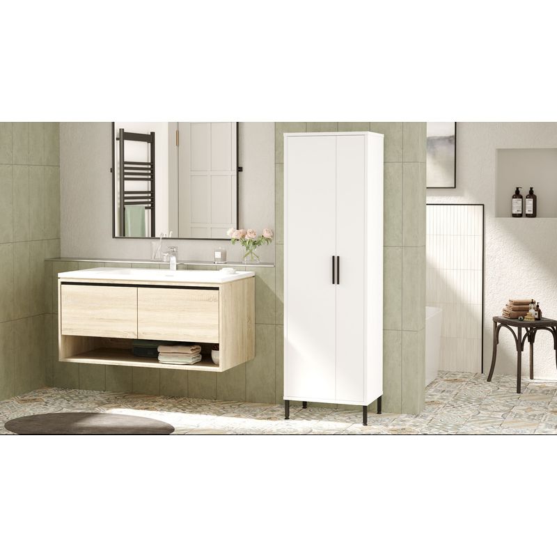 Casa si Gradina - Mobilier - Dulapuri si sifoniere - Dulapuri - Dulap multifunctional, Hanah Home, panou de particule melaminat, alb, 50.4x35.7x165 cm - Infinity.ro