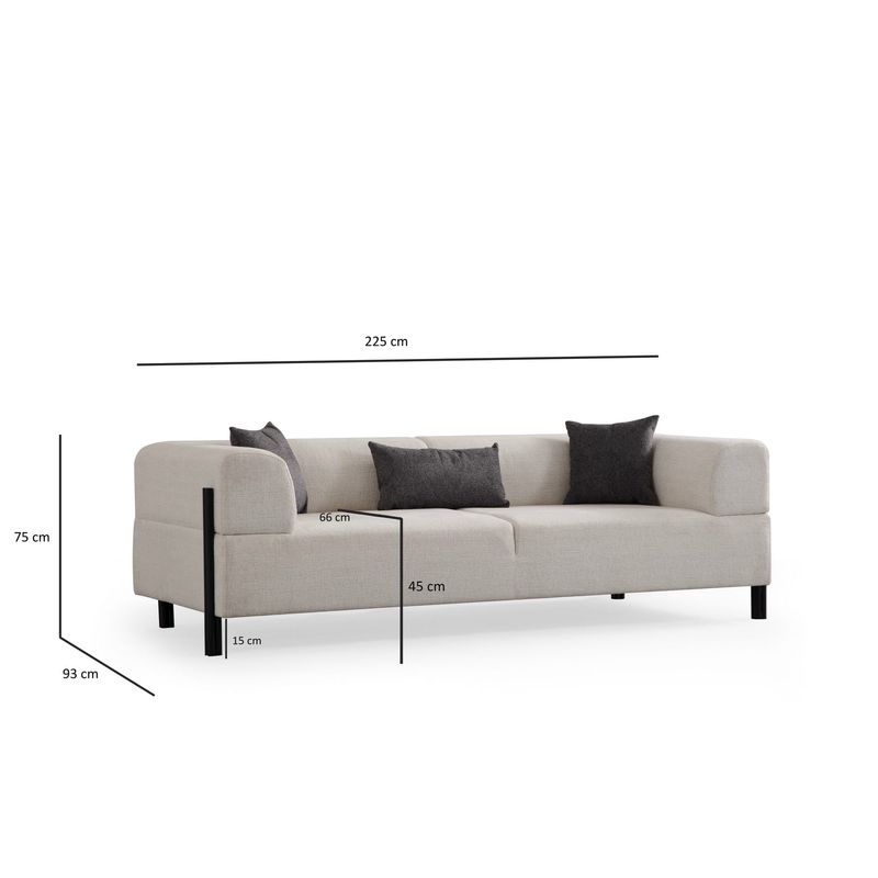 Casa si Gradina - Mobilier - Canapele si coltare - Canapele - Canapea 3 locuri, Hanah Home, lemn fag si pal, alb, 225x93x75 cm - Infinity.ro