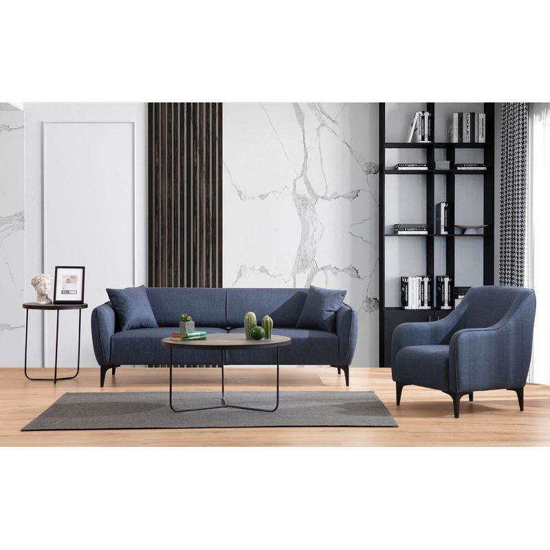 Casa si Gradina - Mobilier - Canapele si coltare - Canapele - Canapea 3 locuri, Hanah Home, lemn fag si pal, albastru, 220x95x67 cm - Infinity.ro