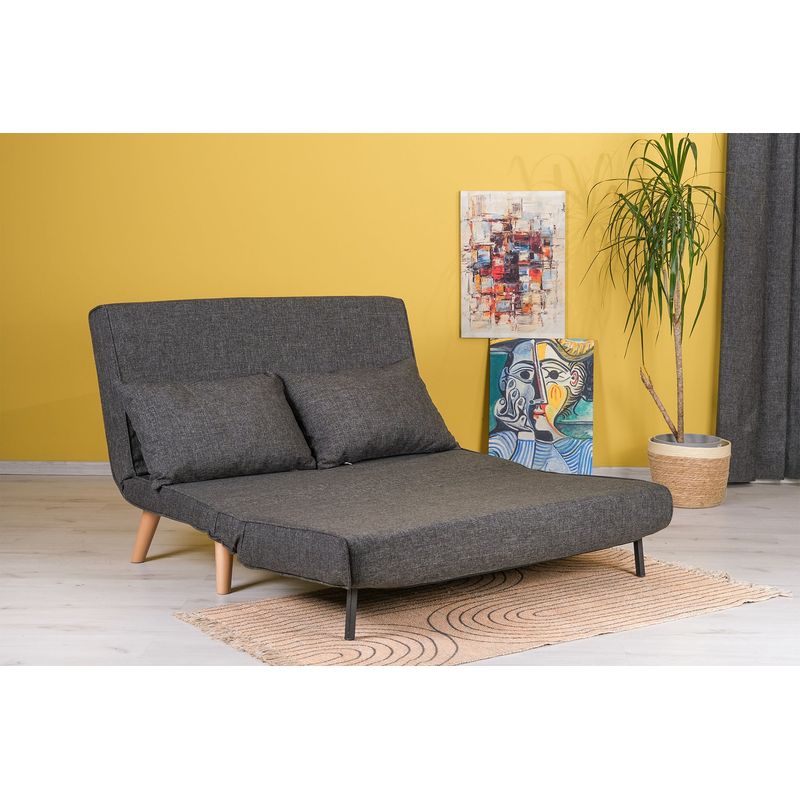 Casa si Gradina - Mobilier - Canapele si coltare - Canapele - Canapea extensibila, Hanah Home, metal si poliester, gri inchis, 120x79x80 cm - Infinity.ro