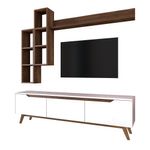 Casa si Gradina - Mobilier - Comode si corpuri - Comode - Comoda tv, Hanah Home, pal melaminat, alb si nuc, 180x48.6x35 cm - Infinity.ro