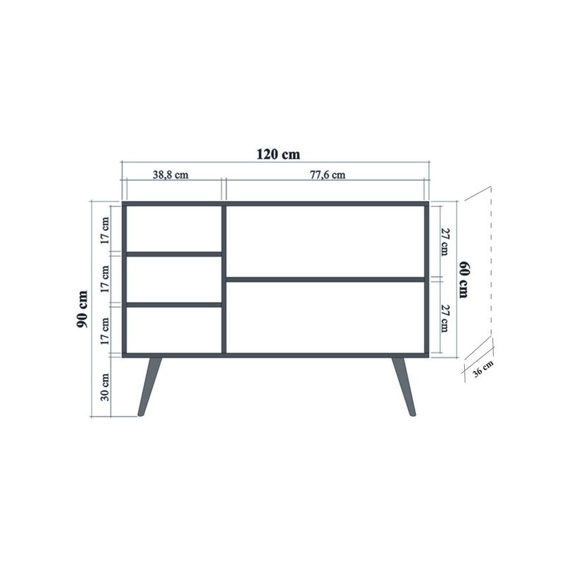 Casa si Gradina - Mobilier - Comode si corpuri - Console - Consola, Hanah Home, pal melaminat, stejar sonoma, 120x36x90 cm, 863SPH3939 - Infinity.ro