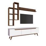 Casa si Gradina - Mobilier - Comode si corpuri - Comode - Comoda tv, Hanah Home, pal melaminat, alb si nuc, 180x48.6x35 cm - Infinity.ro