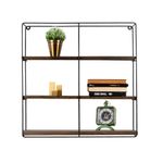 Casa si Gradina - Mobilier - Biblioteci si rafturi - Etajere - Etajera de perete, Hanah Home, lemn de molid si metal, negru si nuc, 60x60x15 cm, 491CRT1111 - Infinity.ro
