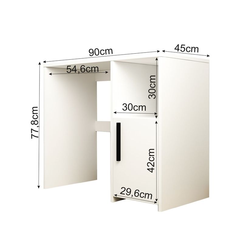 Casa si Gradina - Mobilier - Mese si birouri - Birouri - Birou de studiu, Hanah Home, pal melaminat, alb, 90x45x77.8 cm - Infinity.ro