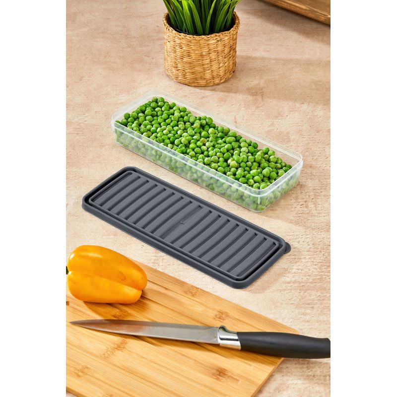 Casa si Gradina - Bucatarie si vesela - Organizare si depozitare bucatarie - Cutii alimentare - Set cutii depozitare, Hermia, plastic, antracit, 26,5x5x10,5 cm, 8 piese - Infinity.ro