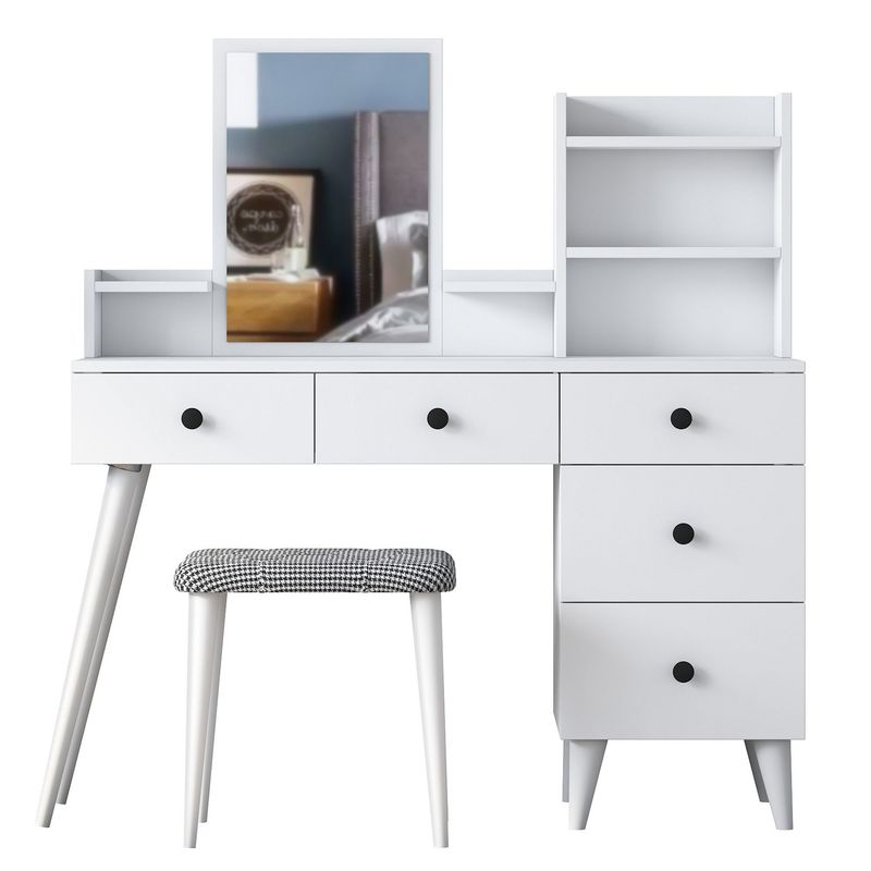 Casa si Gradina - Mobilier - Comode si corpuri - Masute de toaleta - Masa de machiaj, Hanah Home, pal melaminat, alb, 125x93,8x40 cm - Infinity.ro