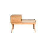 Casa si Gradina - Mobilier - Canapele si coltare - Banchete - Banca, Hanah Home, lemn de carpen, stofa in, stejar crem, 105x40x45 cm - Infinity.ro