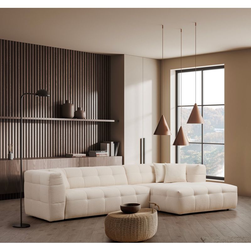 Casa si Gradina - Mobilier - Canapele si coltare - Coltare - Coltar, Hanah Home, lemn fag si pal, bej, 300x150x100 cm - Infinity.ro
