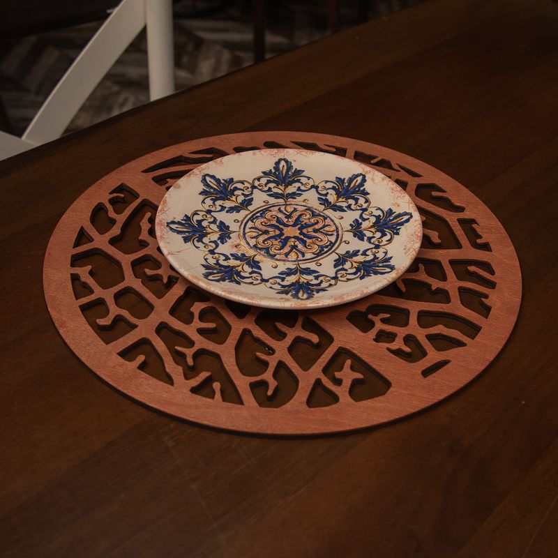 Casa si Gradina - Bucatarie si vesela - Organizare si depozitare bucatarie - Suporturi tacamuri si vase - Set suporturi de masa, Hermia, lemn, roz, 36x36 cm, 6 bucati, lucrat manual - Infinity.ro