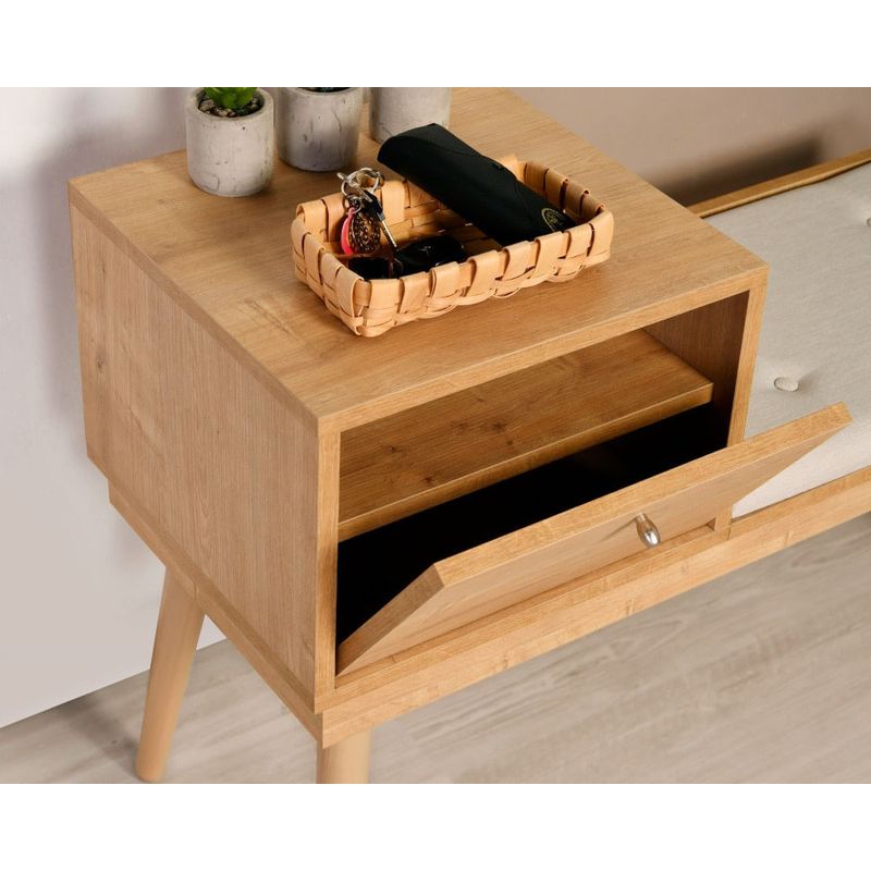 Casa si Gradina - Mobilier - Canapele si coltare - Banchete - Banca, Hanah Home, lemn de carpen, stofa in, stejar crem, 105x40x45 cm - Infinity.ro