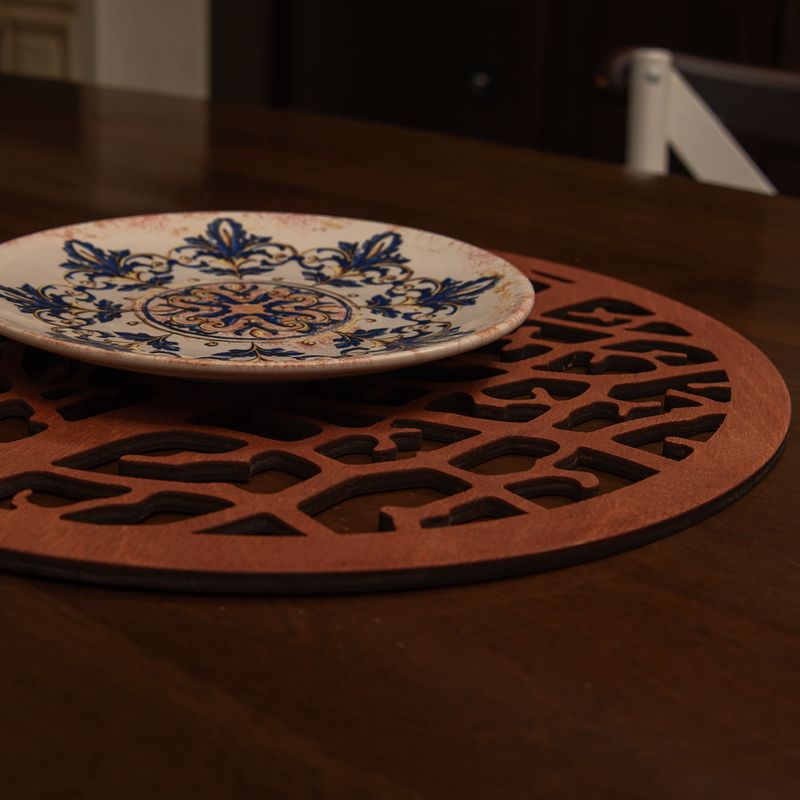 Casa si Gradina - Bucatarie si vesela - Organizare si depozitare bucatarie - Suporturi tacamuri si vase - Set suporturi de masa, Hermia, lemn, roz, 36x36 cm, 6 bucati, lucrat manual - Infinity.ro