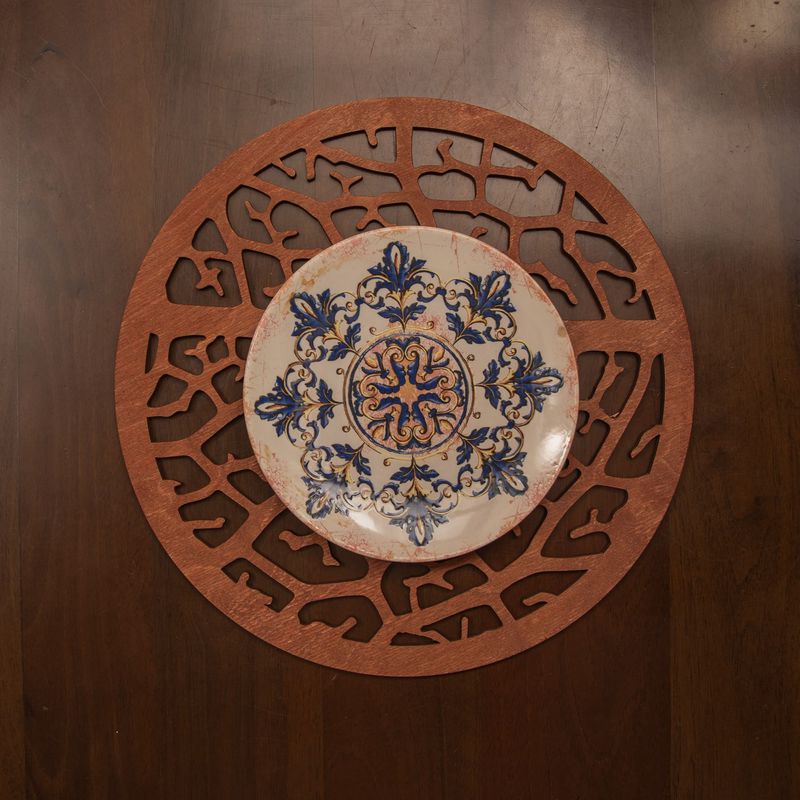 Casa si Gradina - Bucatarie si vesela - Organizare si depozitare bucatarie - Suporturi tacamuri si vase - Set suporturi de masa, Hermia, lemn, roz, 36x36 cm, 6 bucati, lucrat manual - Infinity.ro