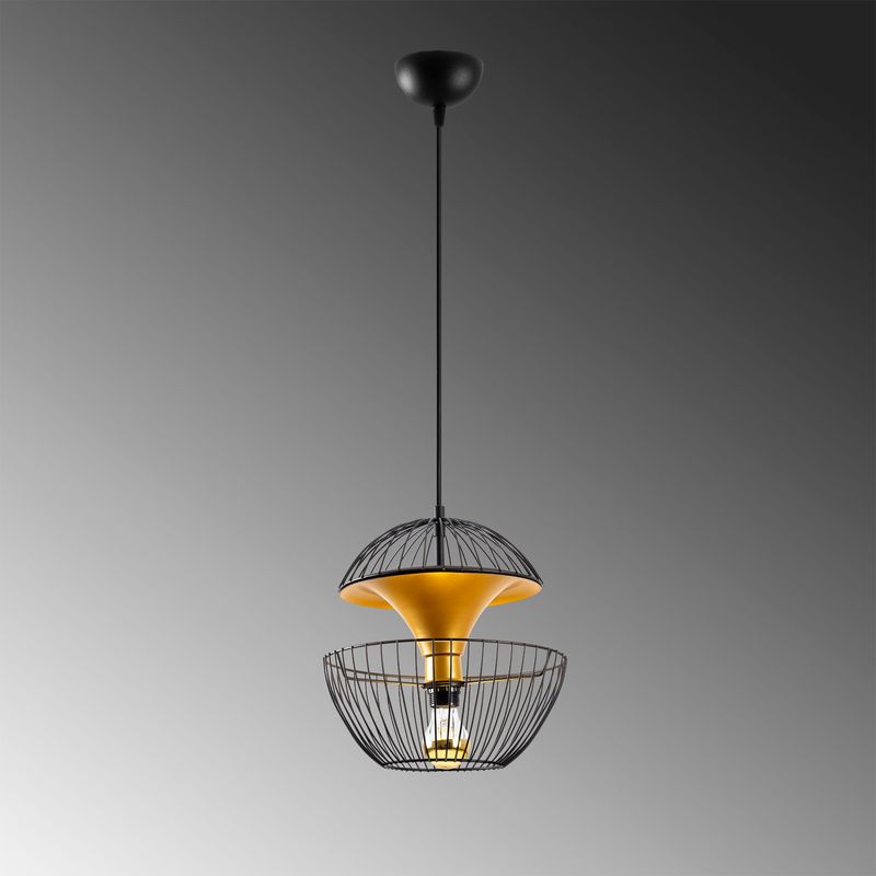 Casa si Gradina - Corpuri si surse de iluminat - Lustre si pendule - Lustra, Opviq, metal, negru auriu, 30x30x45-135 cm, inaltime reglabila - Infinity.ro