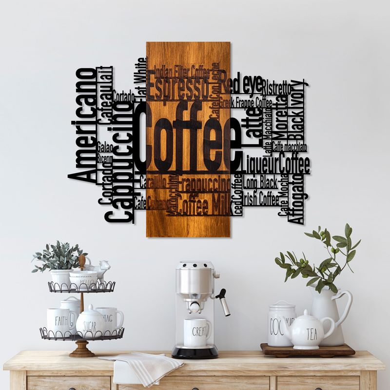 Casa si Gradina - Decoratiuni - Tablouri - Tablou decorativ de perete, Wallxpert, lemn si metal, nuc si negru, 72x58x3 cm - Infinity.ro