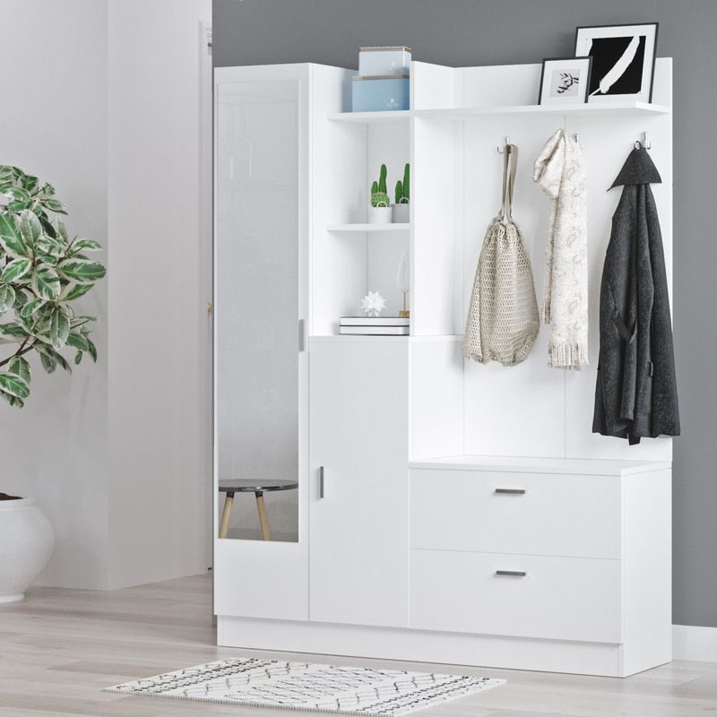 Casa si Gradina - Mobilier - Organizare si depozitare - Cuiere - Cuier, Hanah Home, pal melaminat, alb, 140x36.8x181.8 cm - Infinity.ro