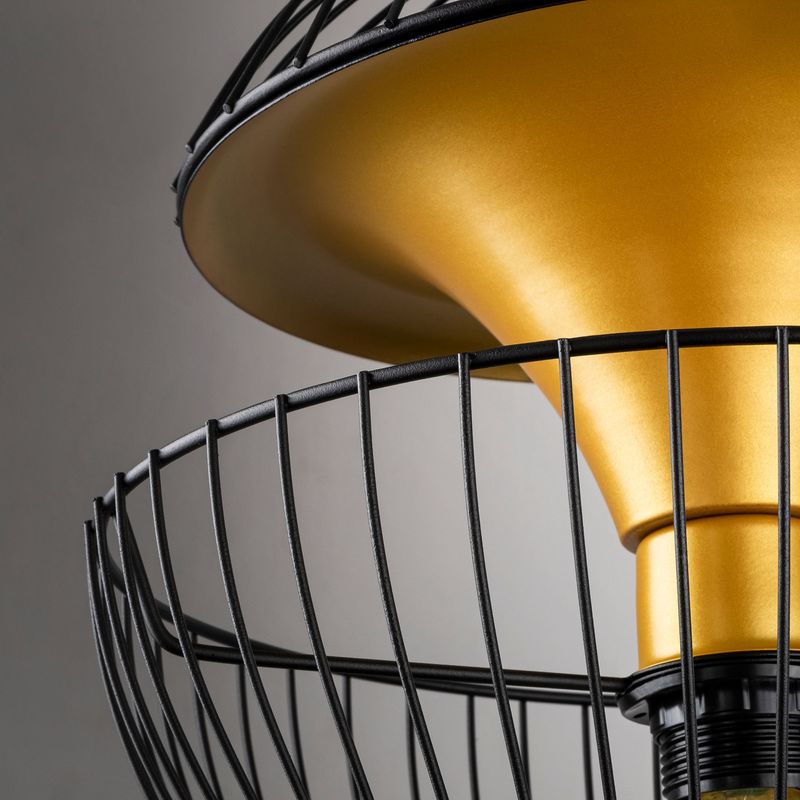 Casa si Gradina - Corpuri si surse de iluminat - Lustre si pendule - Lustra, Opviq, metal, negru auriu, 30x30x45-135 cm, inaltime reglabila - Infinity.ro