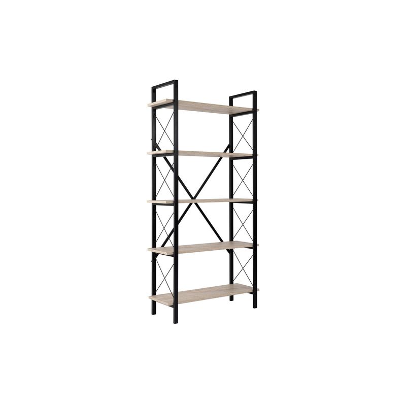 Casa si Gradina - Mobilier - Biblioteci si rafturi - Biblioteci - Biblioteca, Hanah Home, panou de particule melaminat si metal, travertin si negru, 90x33.5x180 cm - Infinity.ro