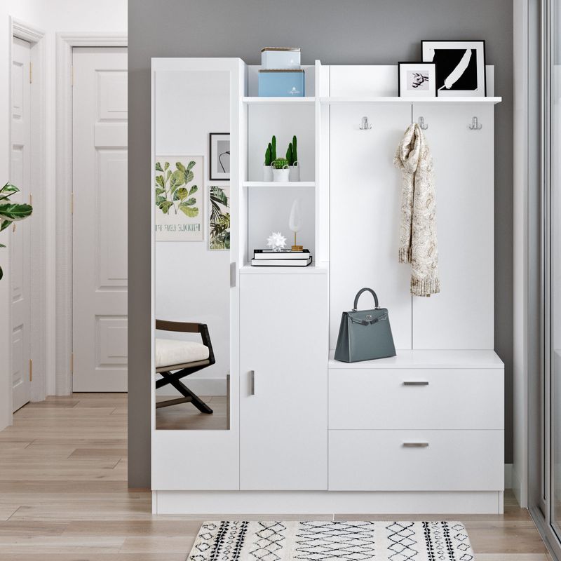 Casa si Gradina - Mobilier - Organizare si depozitare - Cuiere - Cuier, Hanah Home, pal melaminat, alb, 140x36.8x181.8 cm - Infinity.ro