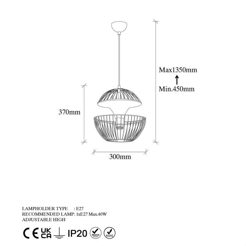 Casa si Gradina - Corpuri si surse de iluminat - Lustre si pendule - Lustra, Opviq, metal, negru auriu, 30x30x45-135 cm, inaltime reglabila - Infinity.ro