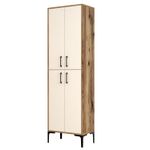 Casa si Gradina - Mobilier - Dulapuri si sifoniere - Dulapuri pantofi - Dulap pantofi, Hanah Home, pal melaminat, nuc crem, 60x35x200 cm - Infinity.ro