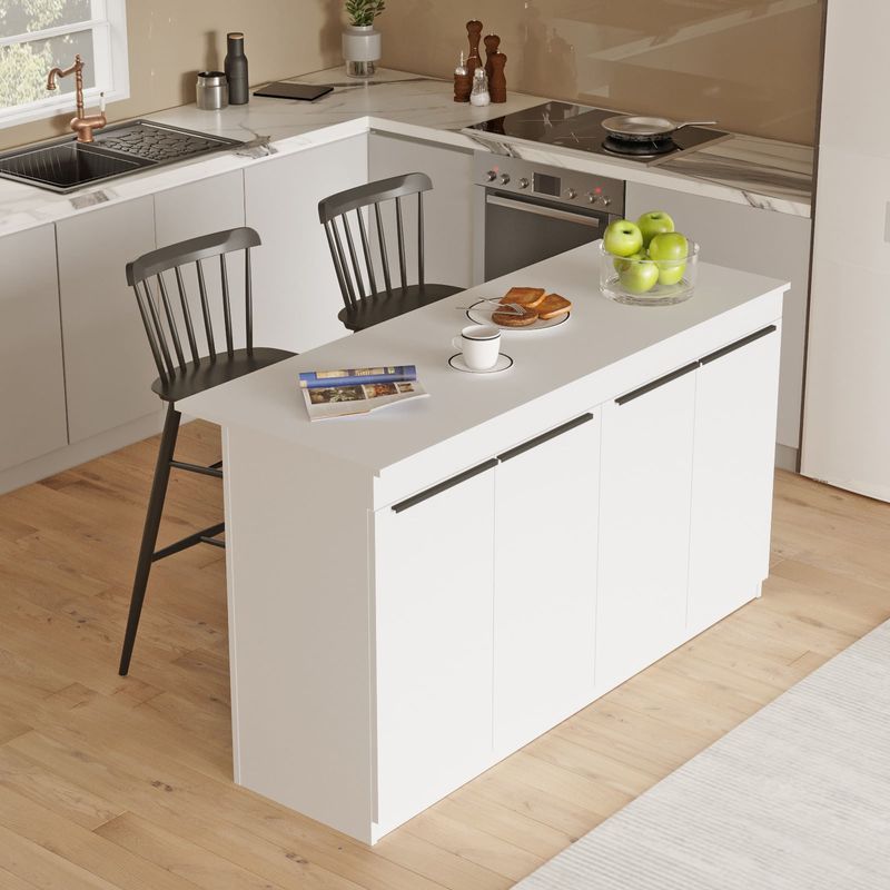 Casa si Gradina - Mobilier - Mese si birouri - Mese bucatarie si dining - Masa de bucatarie, Hanah Home, pal melaminat, alb, 160x60x90 cm - Infinity.ro