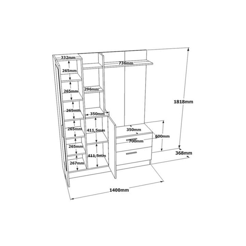 Casa si Gradina - Mobilier - Organizare si depozitare - Cuiere - Cuier, Hanah Home, pal melaminat, alb, 140x36.8x181.8 cm - Infinity.ro