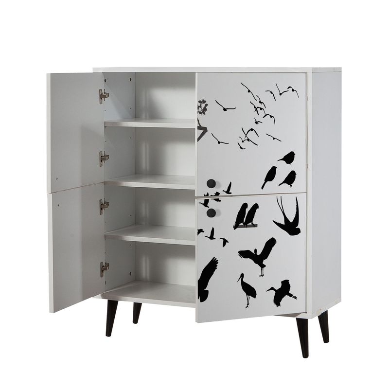 Casa si Gradina - Mobilier - Dulapuri si sifoniere - Dulapuri - Dulap multifunctional, Hanah Home, pal melaminat, alb negru, 95x36x111 cm, 869VEL3988 - Infinity.ro