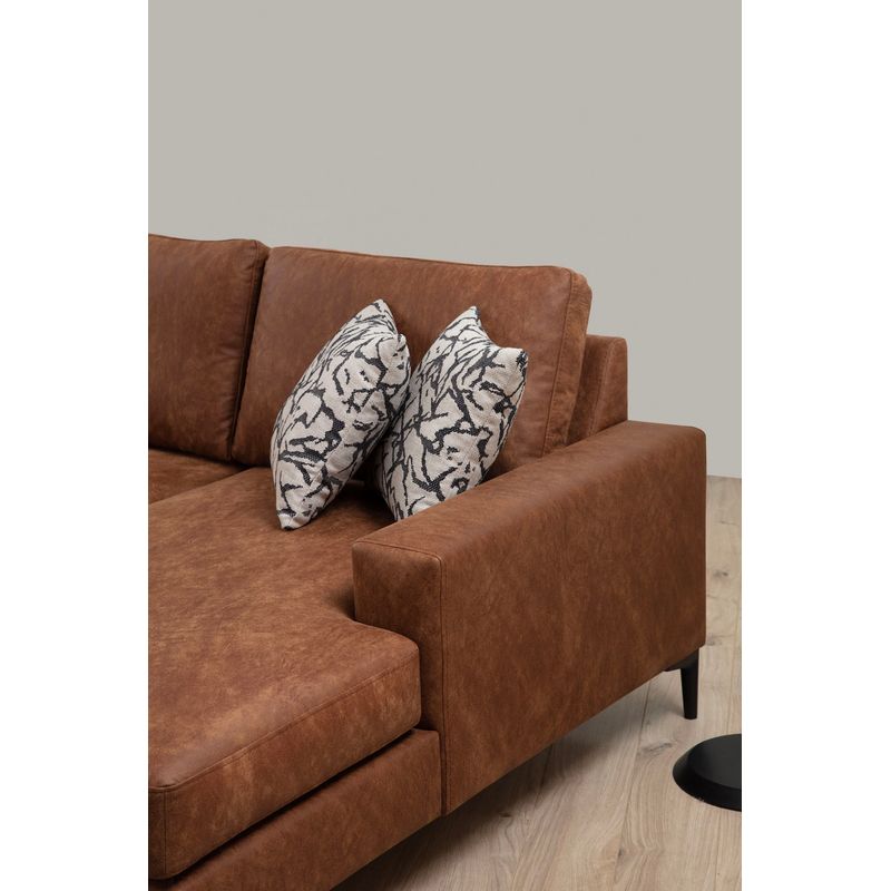 Casa si Gradina - Mobilier - Canapele si coltare - Coltare - Coltar, Hanah Home, lemn fag si pal, camel, 314x200x155 cm, material 100% poliester - Infinity.ro