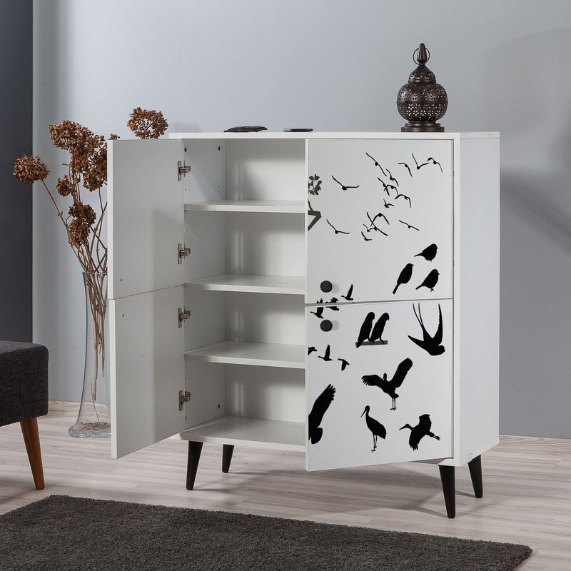 Casa si Gradina - Mobilier - Dulapuri si sifoniere - Dulapuri - Dulap multifunctional, Hanah Home, pal melaminat, alb negru, 95x36x111 cm, 869VEL3988 - Infinity.ro