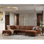Casa si Gradina - Mobilier - Canapele si coltare - Coltare - Coltar, Hanah Home, lemn fag si pal, camel, 314x200x155 cm, material 100% poliester - Infinity.ro