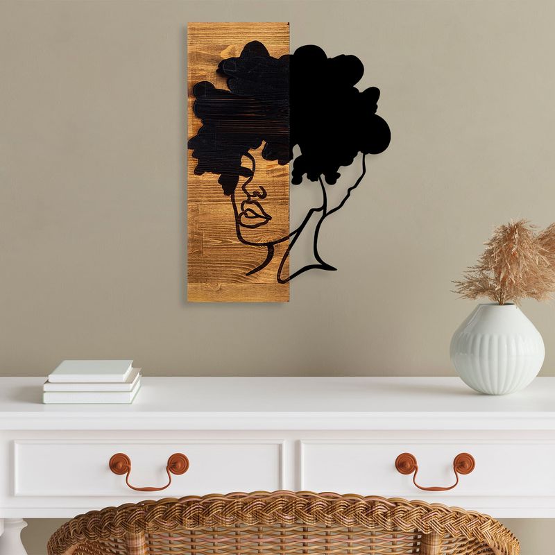 Casa si Gradina - Decoratiuni - Decoratiuni perete - Accesoriu decorativ de perete, Wallxpert, lemn si metal, negru si nuc deschis, 35x3x50 cm, 899SKL2210 - Infinity.ro