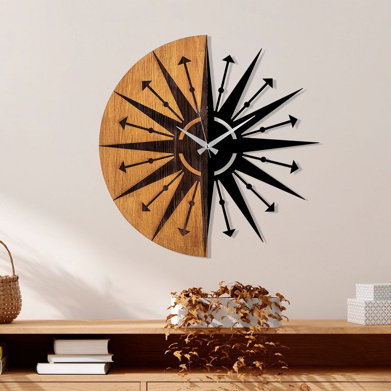 Casa si Gradina - Decoratiuni - Ceasuri - Ceas de perete decorativ, Wallxpert, lemn, nuc si negru, diametru 56 cm, 539TNL1174 - Infinity.ro