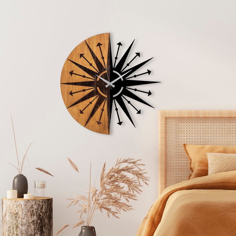 Casa si Gradina - Decoratiuni - Ceasuri - Ceas de perete decorativ, Wallxpert, lemn, nuc si negru, diametru 56 cm, 539TNL1174 - Infinity.ro