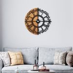 Casa si Gradina - Decoratiuni - Ceasuri - Ceas de perete decorativ, Wallxpert, lemn, nuc si negru, diametru 56 cm, 539TNL1163 - Infinity.ro