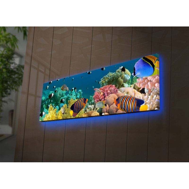 Casa si Gradina - Decoratiuni - Tablouri - Tablou canvas cu led, Wallxpert, panza piele de caprioara, multicolor, 30x90 cm, 239SHN1263 - Infinity.ro