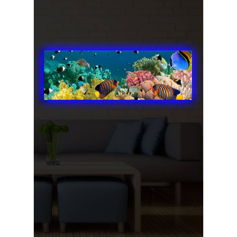 Casa si Gradina - Decoratiuni - Tablouri - Tablou canvas cu led, Wallxpert, panza piele de caprioara, multicolor, 30x90 cm, 239SHN1263 - Infinity.ro