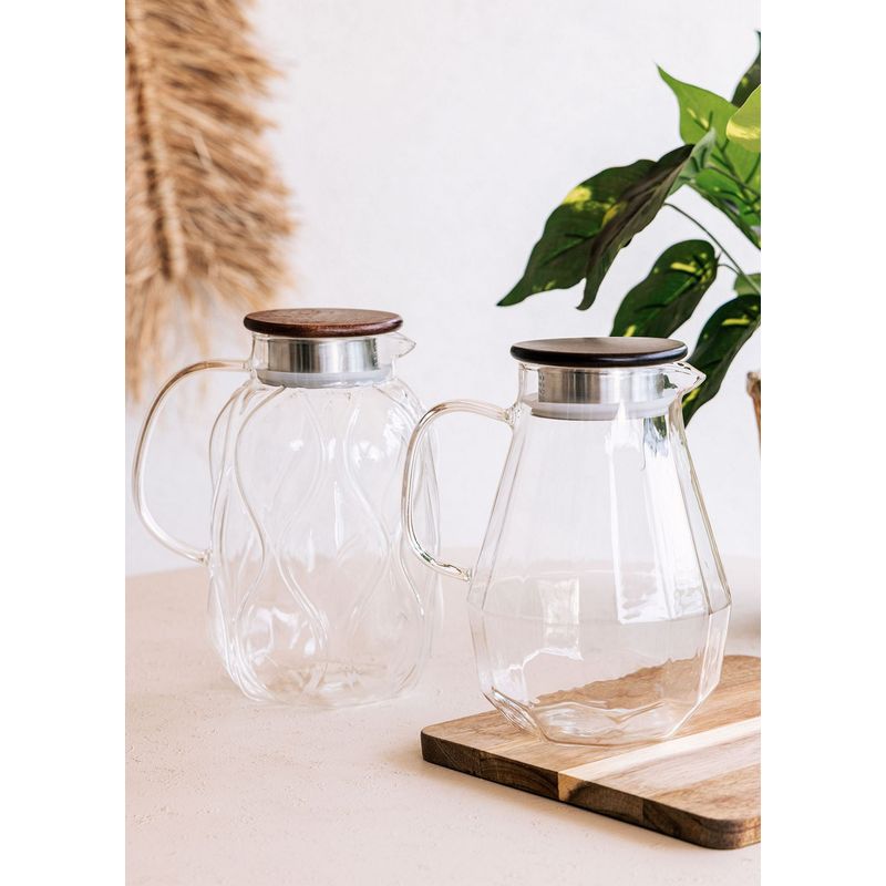 Casa si Gradina - Bucatarie si vesela - Accesorii bar - Carafe si decantoare - Carafa, Hermia, sticla, capac bambus, transparenta, 15x12x20 cm, 1800 ml - Infinity.ro