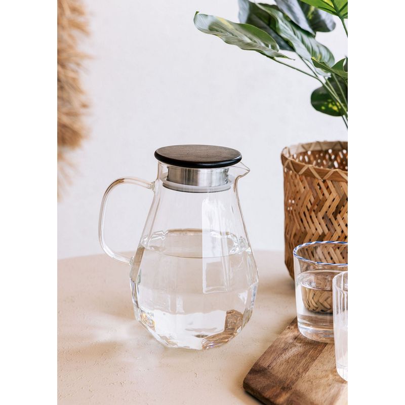 Casa si Gradina - Bucatarie si vesela - Accesorii bar - Carafe si decantoare - Carafa, Hermia, sticla, capac bambus, transparenta, 15x12x20 cm, 1800 ml - Infinity.ro