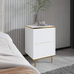 Casa si Gradina - Mobilier - Comode si corpuri - Noptiere - Noptiera, Hanah Home, pal melaminat, alb auriu, 40x35x60 cm - Infinity.ro