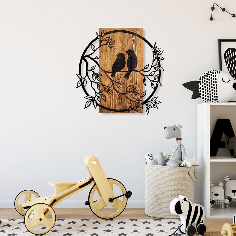 Casa si Gradina - Decoratiuni - Decoratiuni perete - Decoratiune de perete, Wallxpert, lemn si metal, nuc si negru, 59x57 cm - Infinity.ro