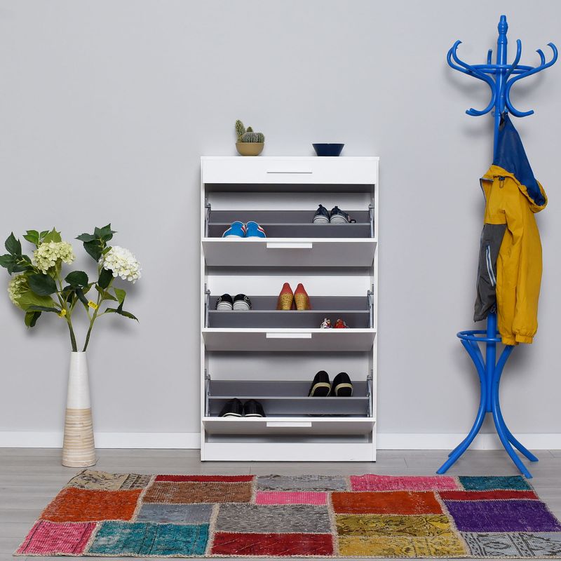 Casa si Gradina - Mobilier - Dulapuri si sifoniere - Dulapuri pantofi - Dulap pantofi, Hanah Home, pal melaminat, alb diamant, 75x29x128 cm - Infinity.ro