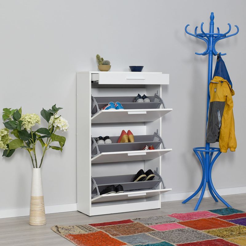 Casa si Gradina - Mobilier - Dulapuri si sifoniere - Dulapuri pantofi - Dulap pantofi, Hanah Home, pal melaminat, alb diamant, 75x29x128 cm - Infinity.ro