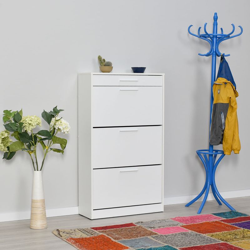 Casa si Gradina - Mobilier - Dulapuri si sifoniere - Dulapuri pantofi - Dulap pantofi, Hanah Home, pal melaminat, alb diamant, 75x29x128 cm - Infinity.ro