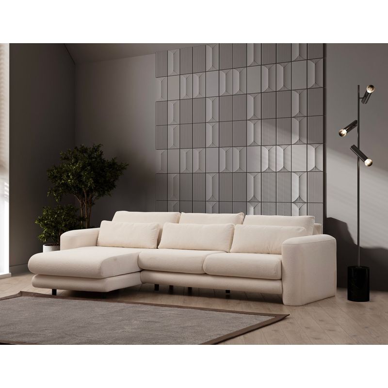 Casa si Gradina - Mobilier - Canapele si coltare - Coltare - Coltar, Hanah Home, lemn de fag, crem, 290x165x97 cm - Infinity.ro