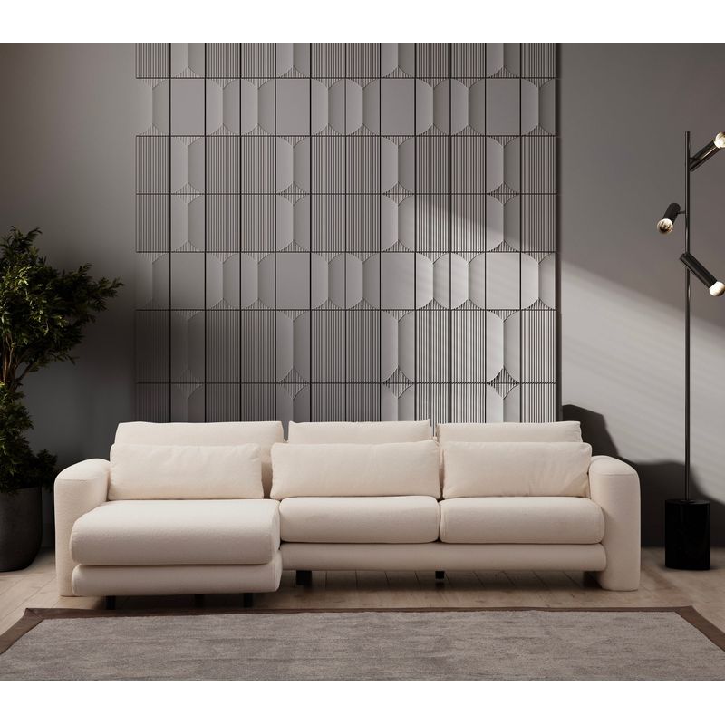 Casa si Gradina - Mobilier - Canapele si coltare - Coltare - Coltar, Hanah Home, lemn de fag, crem, 290x165x97 cm - Infinity.ro