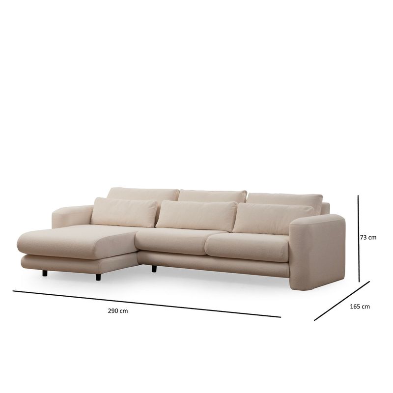 Casa si Gradina - Mobilier - Canapele si coltare - Coltare - Coltar, Hanah Home, lemn de fag, crem, 290x165x97 cm - Infinity.ro