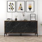 Casa si Gradina - Mobilier - Comode si corpuri - Console - Consola, Hanah Home, pal melaminat, nuc si marmura neagra, 160x35x78 cm - Infinity.ro